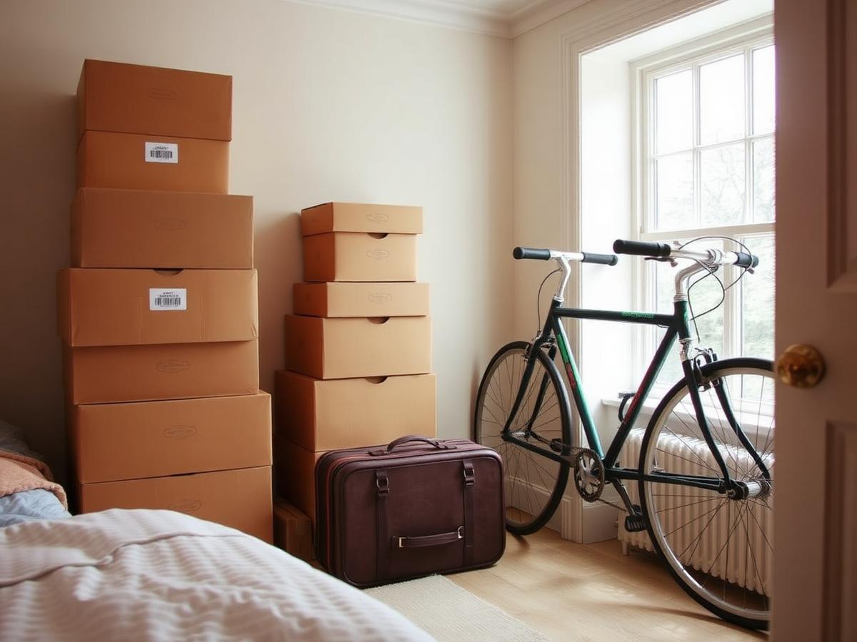 Bright spare room in a Milton home with space for boxes and suitcases